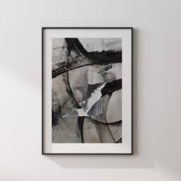 Trinidad & Tobago Map - Black & Grey Abstract Painting Of Wall Art Print Traval Poster - thumbnail 3