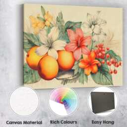 Elegant Floral Citrus Still Life Botanical Canvas Wall Art Print Decor Picture Ready To Hang - thumbnail 2
