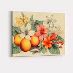 Elegant Floral Citrus Still Life Botanical Canvas Wall Art Print Decor Picture Ready To Hang - thumbnail 4