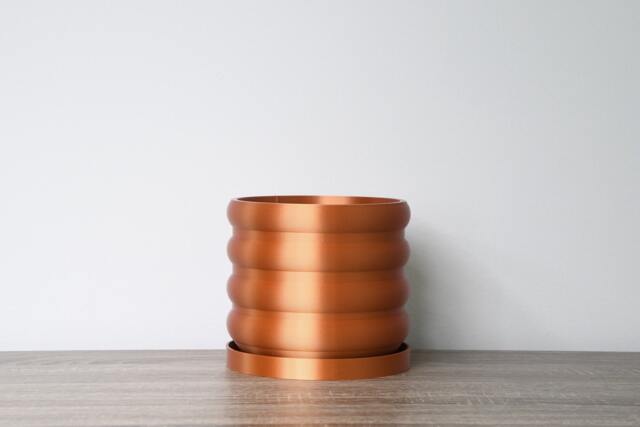 "Bubbly Planter With Drainage & Saucer in Copper, Unique 3D-Printed Plant Pot, Small To Large Sizes 4"" 5"" 6"" 7"" 8" - image 1