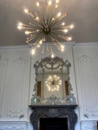 Large Mid Century Sputnik Chandelier, Brass Starburst Light, Custom Length - thumbnail 2