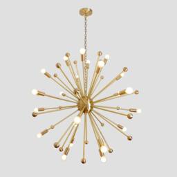 Large Mid Century Sputnik Chandelier, Brass Starburst Light, Custom Length