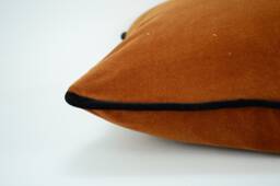 Copper Velvet Pillow Cover With Black Piping - Autumnal Home Decor - thumbnail 1