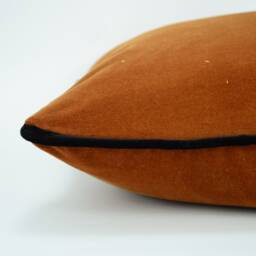 Copper Velvet Pillow Cover With Black Piping - Autumnal Home Decor - thumbnail 4