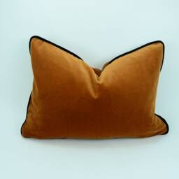 Copper Velvet Pillow Cover With Black Piping - Autumnal Home Decor - thumbnail 2