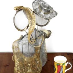 Wire Mesh Boyfriend Relationship Gift Elegant Couple/Love in Gold & Silver Modern Art Wedding Anniversary/ Valentine Ooak - thumbnail 3
