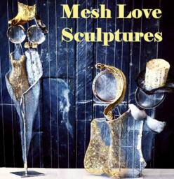 Wire Mesh Boyfriend Relationship Gift Elegant Couple/Love in Gold & Silver Modern Art Wedding Anniversary/ Valentine Ooak - thumbnail 2