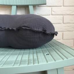 Grey Muslin Heart Pillow Kids Room Decor, Baby Bedding - thumbnail 3