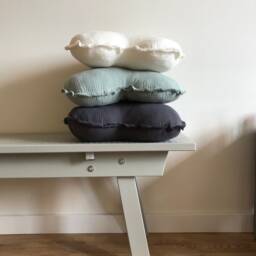 Grey Muslin Heart Pillow Kids Room Decor, Baby Bedding - thumbnail 4