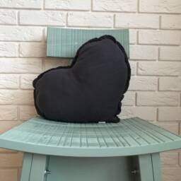 Grey Muslin Heart Pillow Kids Room Decor, Baby Bedding - thumbnail 2