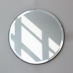 Orbis??? Bevelled Round Frameless Mirror With Brass Clips - Large, Xl - thumbnail 1
