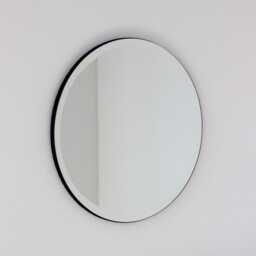 Orbis??? Bevelled Round Frameless Mirror With Brass Clips - Large, Xl - thumbnail 3