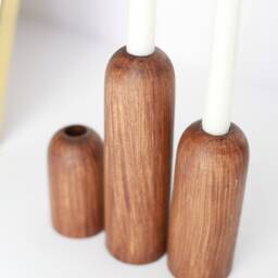 Handmade Beech Candlestick Set Of 3 Rustic Scandinavian Decor - thumbnail 3
