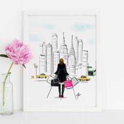 Fifth Ave - Fashion Illustration Print(Fashion Art - Fashion Sketch Prints Home Decor Wall By Melsy's Illustrations - thumbnail 3