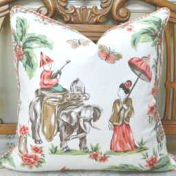 Fabricut Charlotte Moss Mougin Coral Decorative Throw Pillow Euro Sham Cover Asian Chinoiserie Pagoda Single Sided Made To Order - thumbnail 2