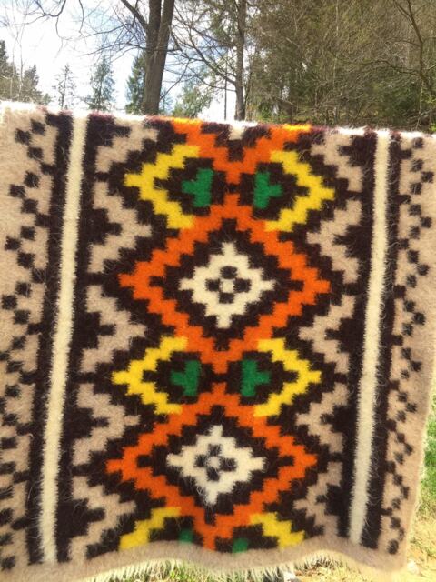 Natural Wool Hutsul Rug, Beige Carpet Throw - Ukrainian Blanket - image 1