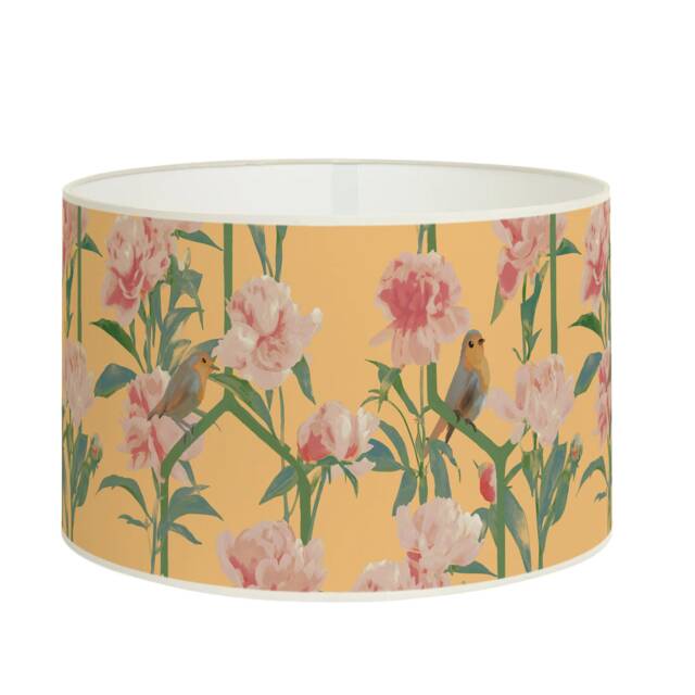 Floral Spring Lampshade, Bird & Peony Pastel Yellow Available in Lampshade Pendant - image 1