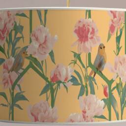 Floral Spring Lampshade, Bird & Peony Pastel Yellow Available in Lampshade Pendant - thumbnail 3