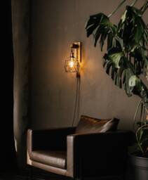 Handcrafted Oak Wall Sconce Lamp - Edison W, Rustic Bedside Lighting - thumbnail 1