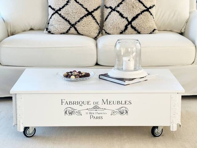 Coffee Table Chest Wooden Box Vintage Shabby Chic - image 1