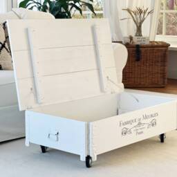 Coffee Table Chest Wooden Box Vintage Shabby Chic - thumbnail 4