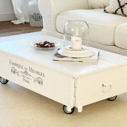 Coffee Table Chest Wooden Box Vintage Shabby Chic - thumbnail 3