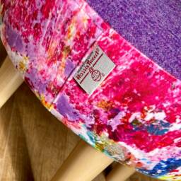 Paint Spray Velvet & Purple Harris Tweed Small Footstool - thumbnail 3