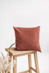 Terracotta Linen Cushion Cover, Linen Decorative Pillow Cover With Zipper, Natural Pillowcase, Throw Pillow Sham - thumbnail 1
