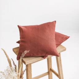 Terracotta Linen Cushion Cover, Linen Decorative Pillow Cover With Zipper, Natural Pillowcase, Throw Pillow Sham - thumbnail 2