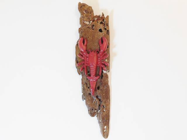 Handmade Driftwood Wall Art - Cast Iron Lobster Coat Hook/Towel Holder By Lyme Bay Art - image 1
