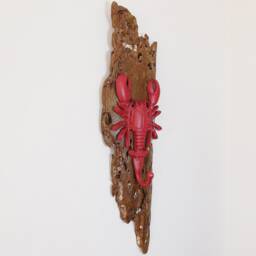 Handmade Driftwood Wall Art - Cast Iron Lobster Coat Hook/Towel Holder By Lyme Bay Art - thumbnail 2