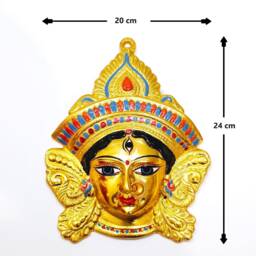 Size-M Goddess Durga - Kali Rare Gold Chrome Wall Hanging Face With Nose Ring - thumbnail 4