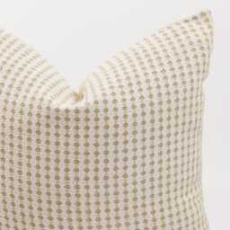 White & Olive Green Woven Cotton Linen Throw Pillow Cover - thumbnail 2