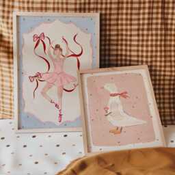 Ballerina & Goose Print, Set Of 2 - Girls Bedroom Artwork Vintage Nursery Children's Illustrations Painted Wall Art Unframed Print - thumbnail 2