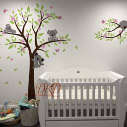 Koala & Tree Wall Decal, Bears With Butterfly Decal For Kids, Decor Sticker Baby Nursery Decal-Dk403 - thumbnail 2