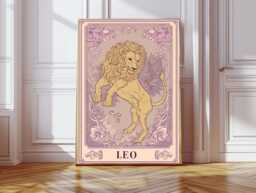 Leo Star Sign Print, Zodiac Wall Art, Tarot Card, Boho Bedroom Decor, Spiritual Horoscope, Astrology, Gift, Girls Decor, Star Sign Art - thumbnail 1