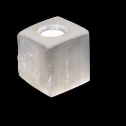 Selenite Tea Light Candle Holder Square, Raw Selenite, Holder, Home Decor - Selenite Lover Gift - thumbnail 3