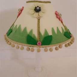 Fairytale Woodland Lamp Shade Pom Poms - Felt Flower Bespoke Lampshade Whimsical Nursery Kids Decor Gold Trim Storybook Bedroom - thumbnail 4