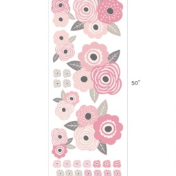 Pink Flower Wall Stickers Peel & Stick Kids Room Decor - thumbnail 2