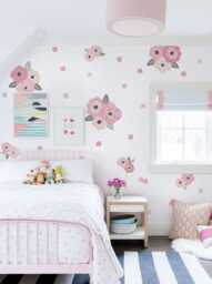 Pink Flower Wall Stickers Peel & Stick Kids Room Decor - thumbnail 1