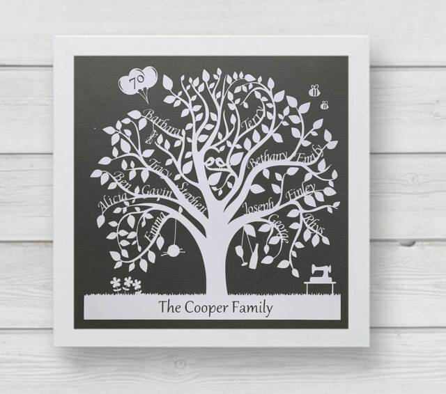 Personalised Family Tree Paper Cut Unique Wedding Or Birthday Gift - image 1