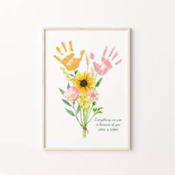 Personalised Mothers Day Gift, Gift For Mum, Custom Nana, Mummy, Mum Daughter Birthday Handprint Bouquet - thumbnail 3