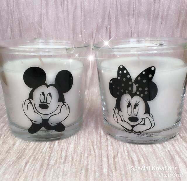 Set Of Two Minnie & Mickey Mouse Candles. Wedding. Birthday. Friendship. Thank You. Engagement - image 1