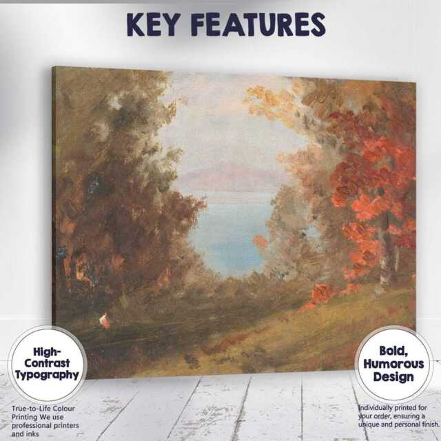 Autumn Woodland Lake View Romantic Impressionist Landscape Canvas Wall Art Print Decor Picture Ready To Hang - image 1