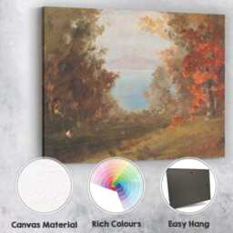 Autumn Woodland Lake View Romantic Impressionist Landscape Canvas Wall Art Print Decor Picture Ready To Hang - thumbnail 2