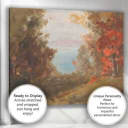 Autumn Woodland Lake View Romantic Impressionist Landscape Canvas Wall Art Print Decor Picture Ready To Hang - thumbnail 3
