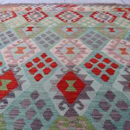 8'9x9'8 Ft Tribal Chubi New Rug, Flatweave Afghan Maimana Kilim Turkmen Oriental Rug, Vintage Rug For Bedroom, Livingroom - thumbnail 3