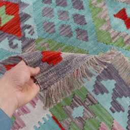 8'9x9'8 Ft Tribal Chubi New Rug, Flatweave Afghan Maimana Kilim Turkmen Oriental Rug, Vintage Rug For Bedroom, Livingroom - thumbnail 4