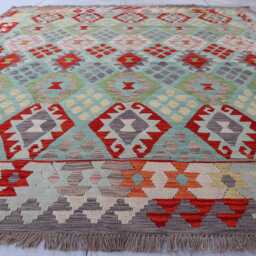 8'9x9'8 Ft Tribal Chubi New Rug, Flatweave Afghan Maimana Kilim Turkmen Oriental Rug, Vintage Rug For Bedroom, Livingroom - thumbnail 2