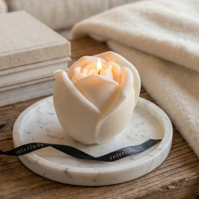 Rose Shaped Candle - Floral Mother's Day Gift Sculptural Handmade Soy Wax Romantic Home Decor - image 1